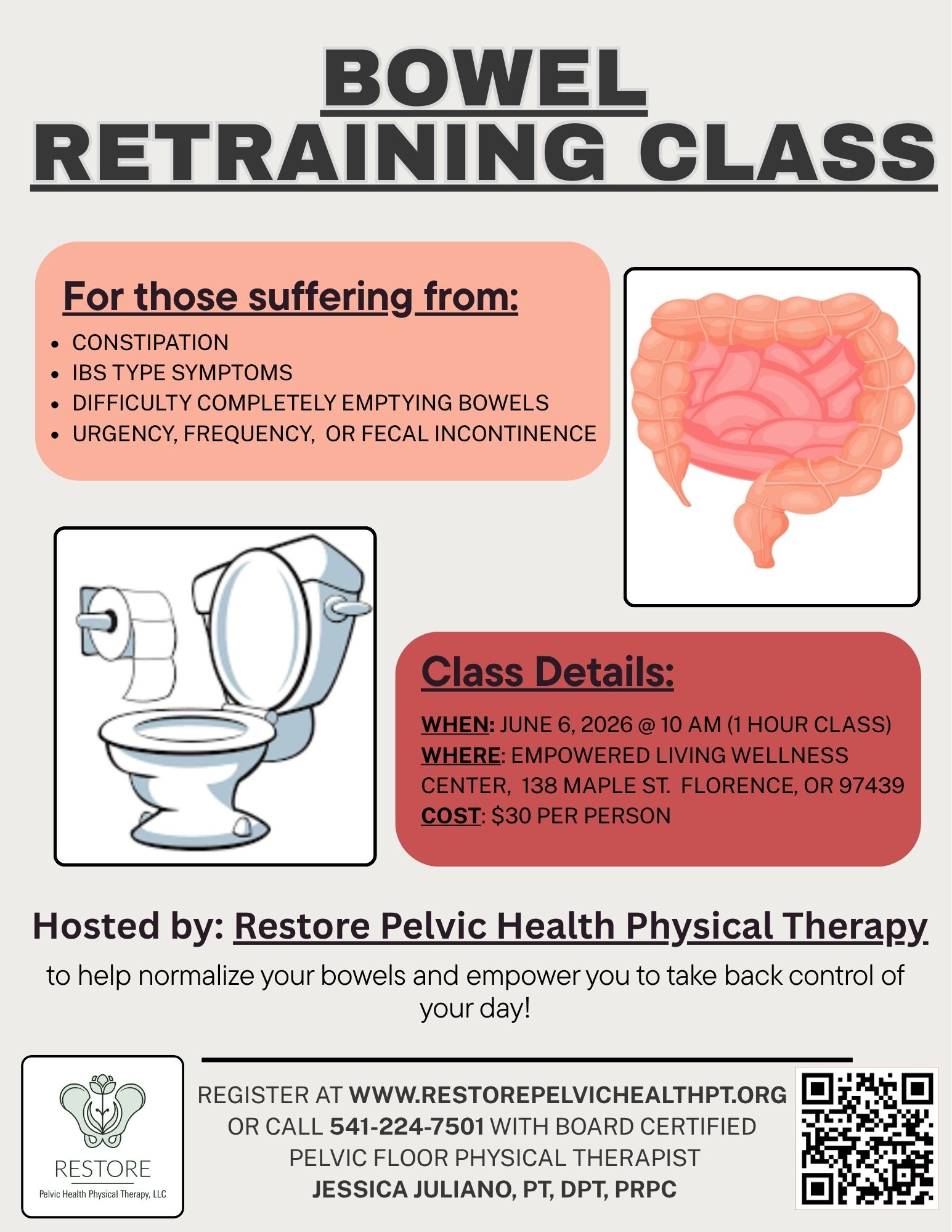 flyer for bladder retraining class in oregon