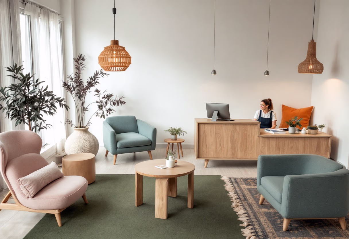 customer at yoga studio reception