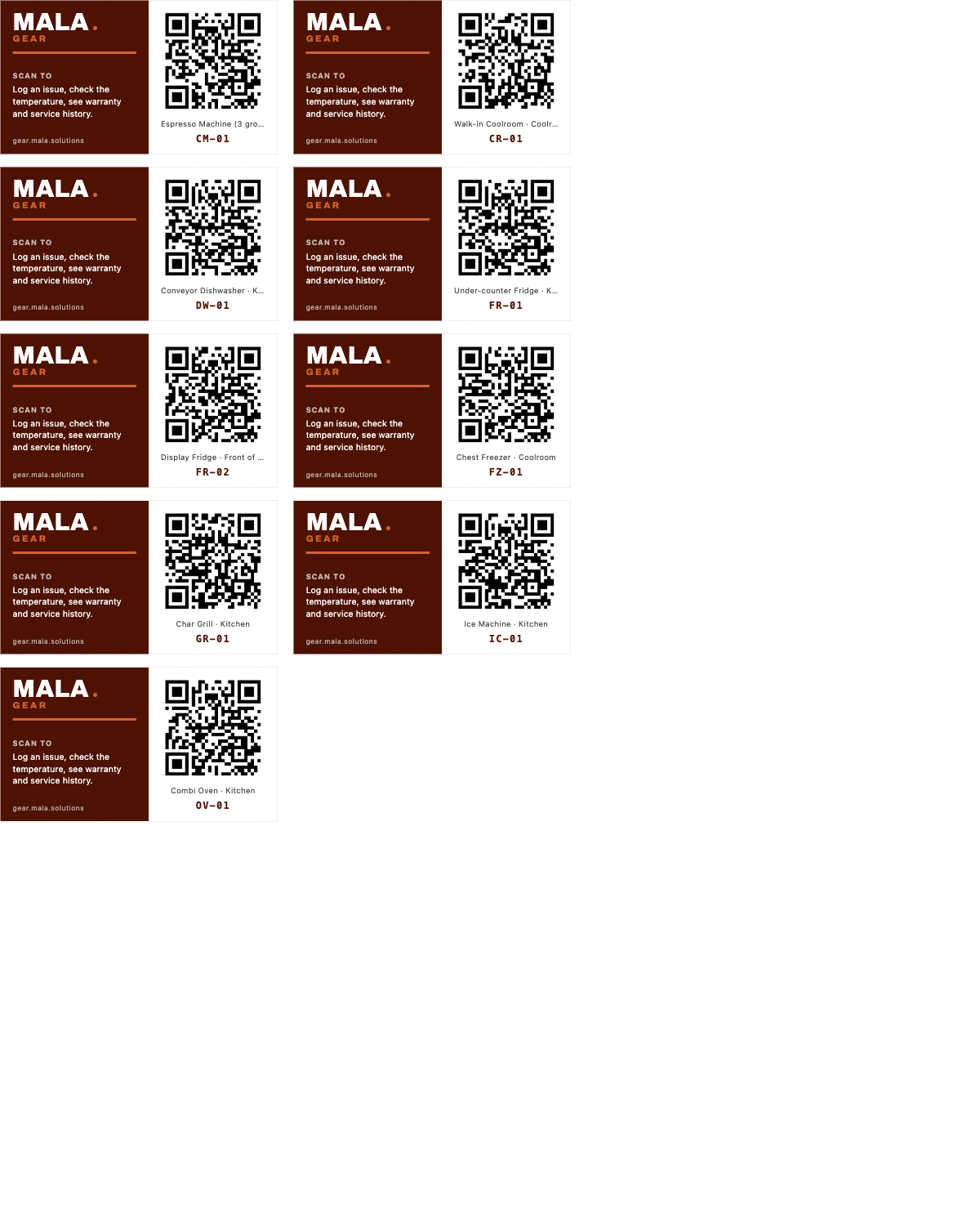 MALA QR sticker sheet