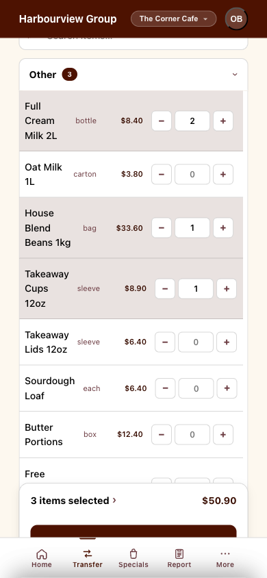 MALA kiosk stock transfer request