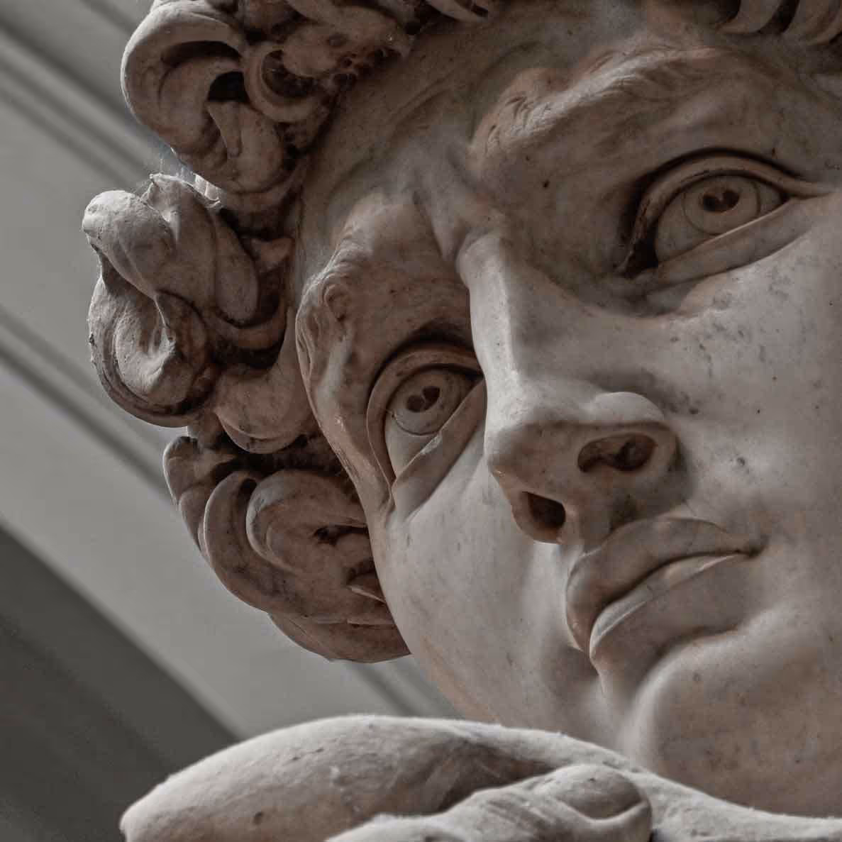 Statue of David's eyes in Florence Italy.