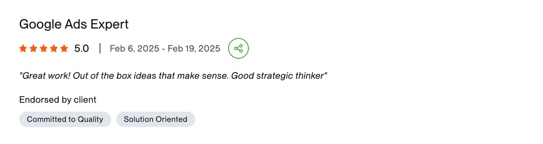 5-star client review