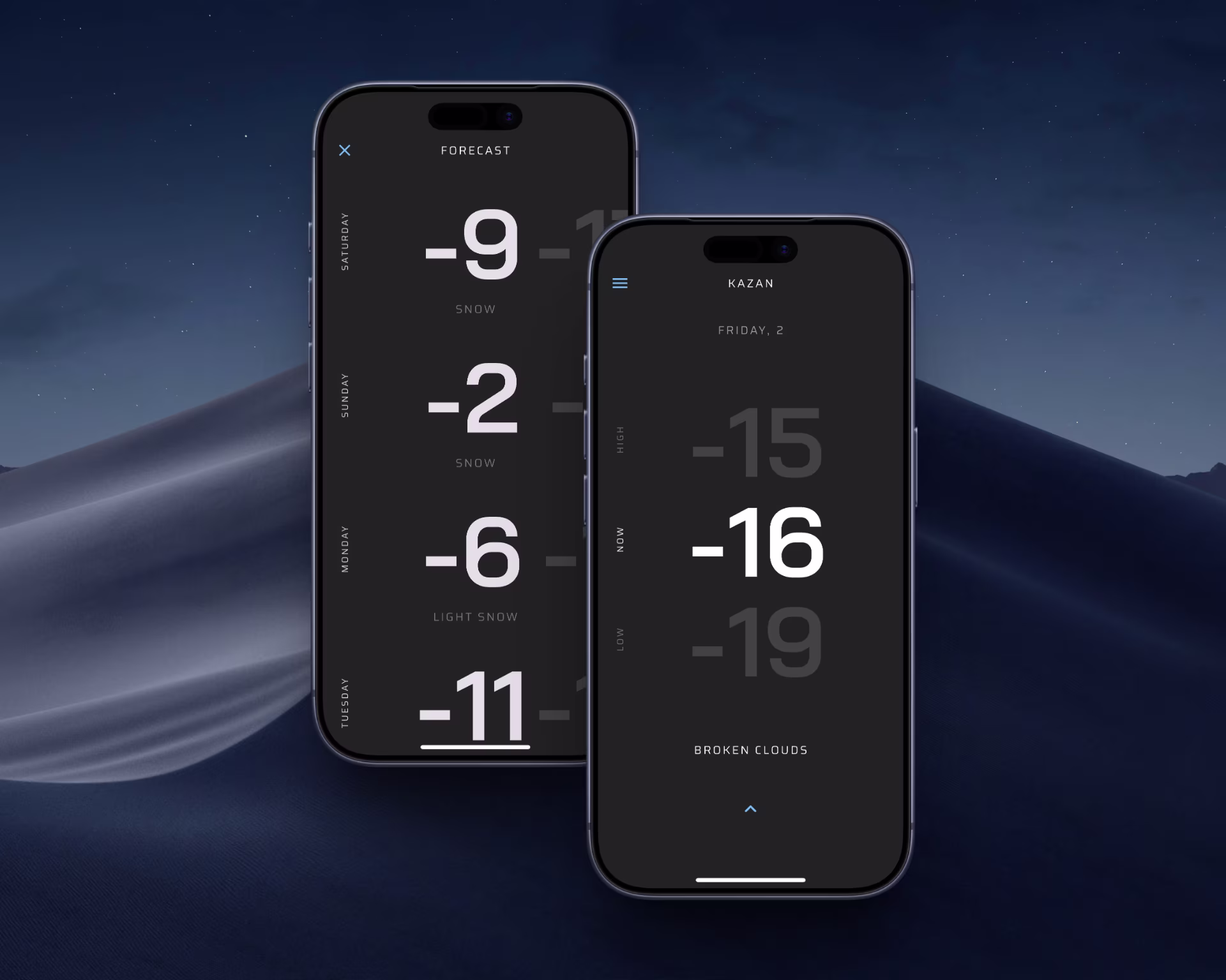 wahed design's weather mobile app kazan city weather