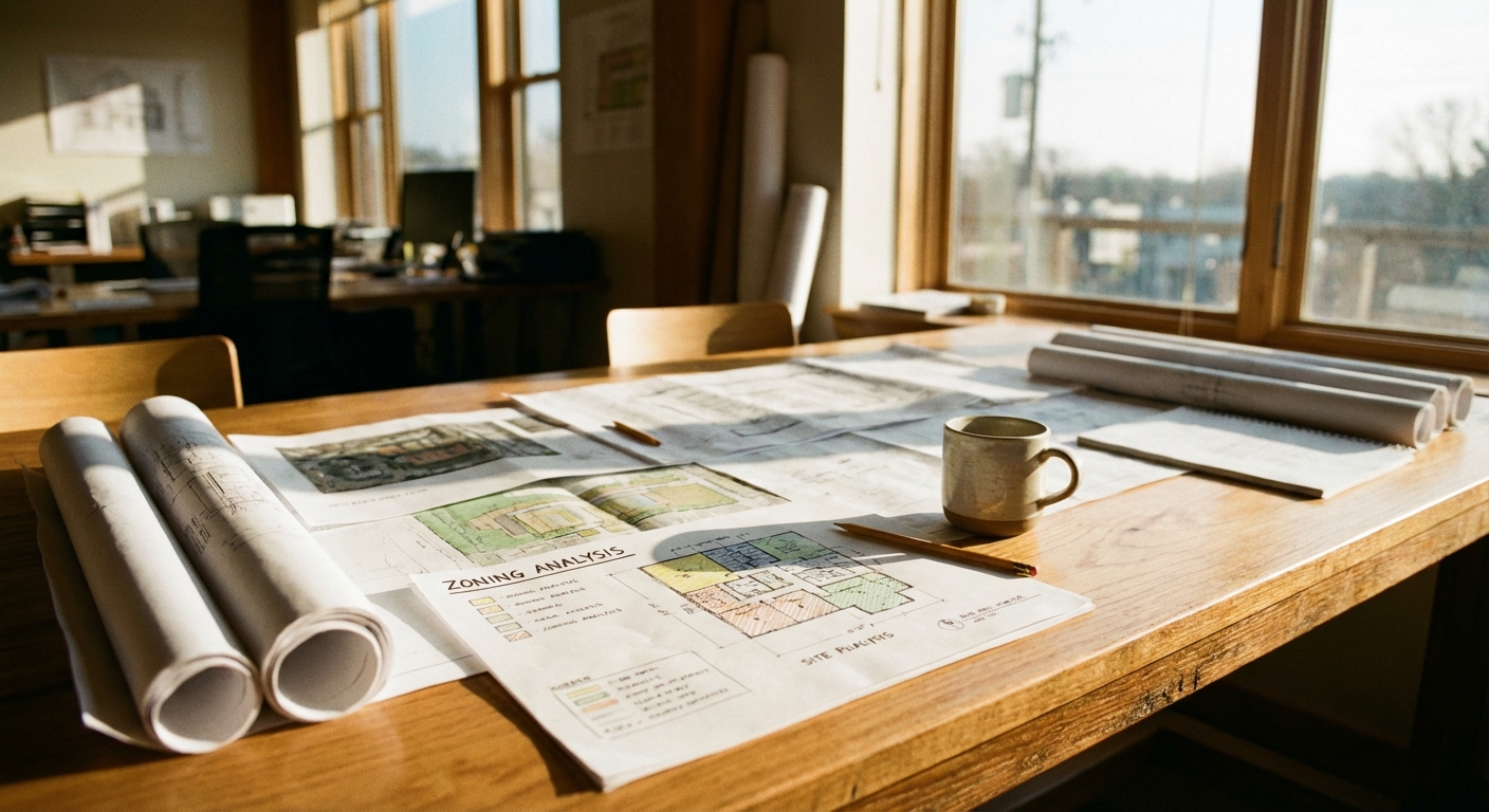 Architecture zoning analysis blueprints and planning documents