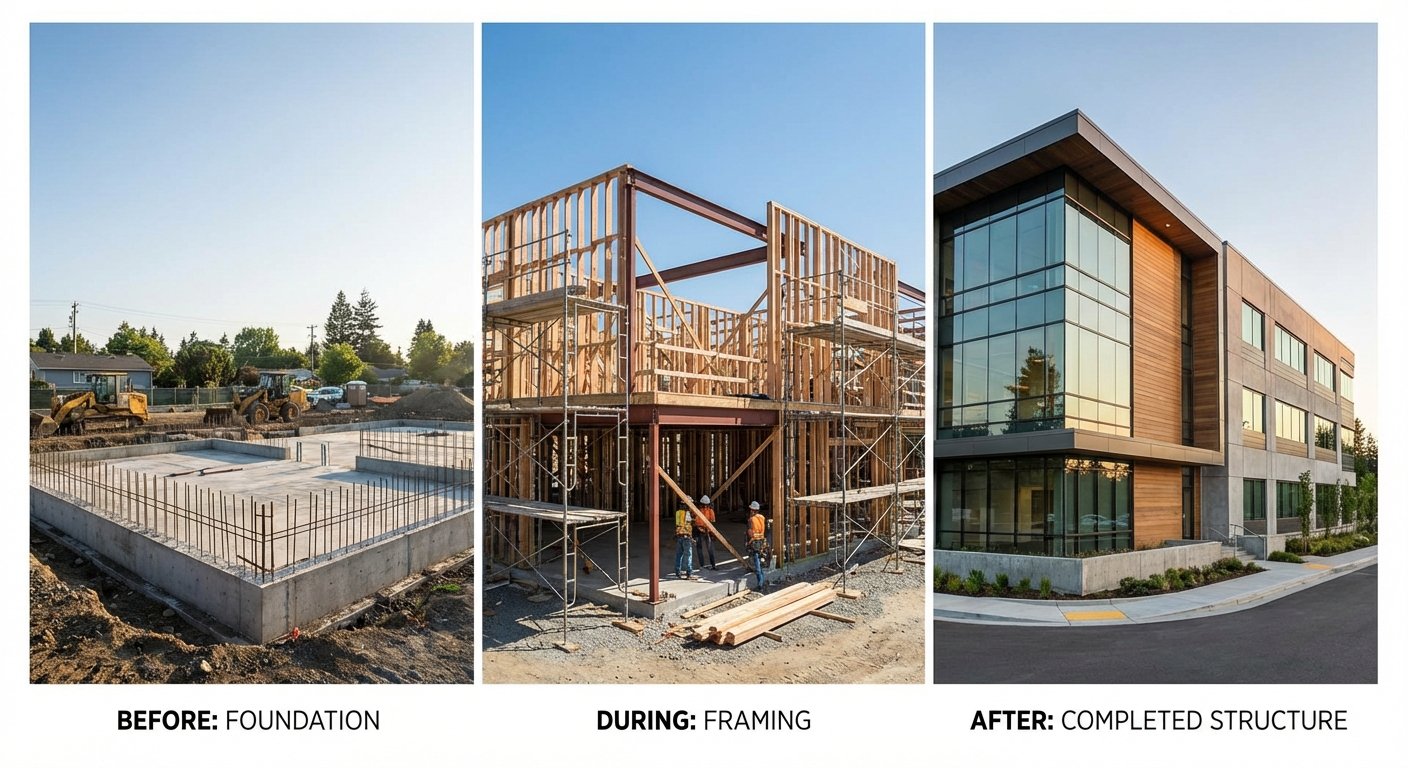 San Diego infill housing neighborhood at sunset with palm trees