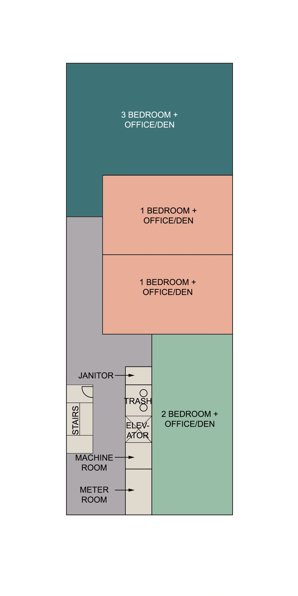 The Corner Lot floors 2-3 plan residential units