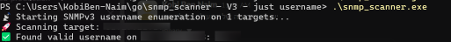 Scanner output showing valid username discovery