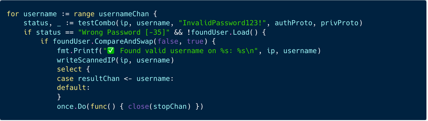 Username enumeration via testCombo function