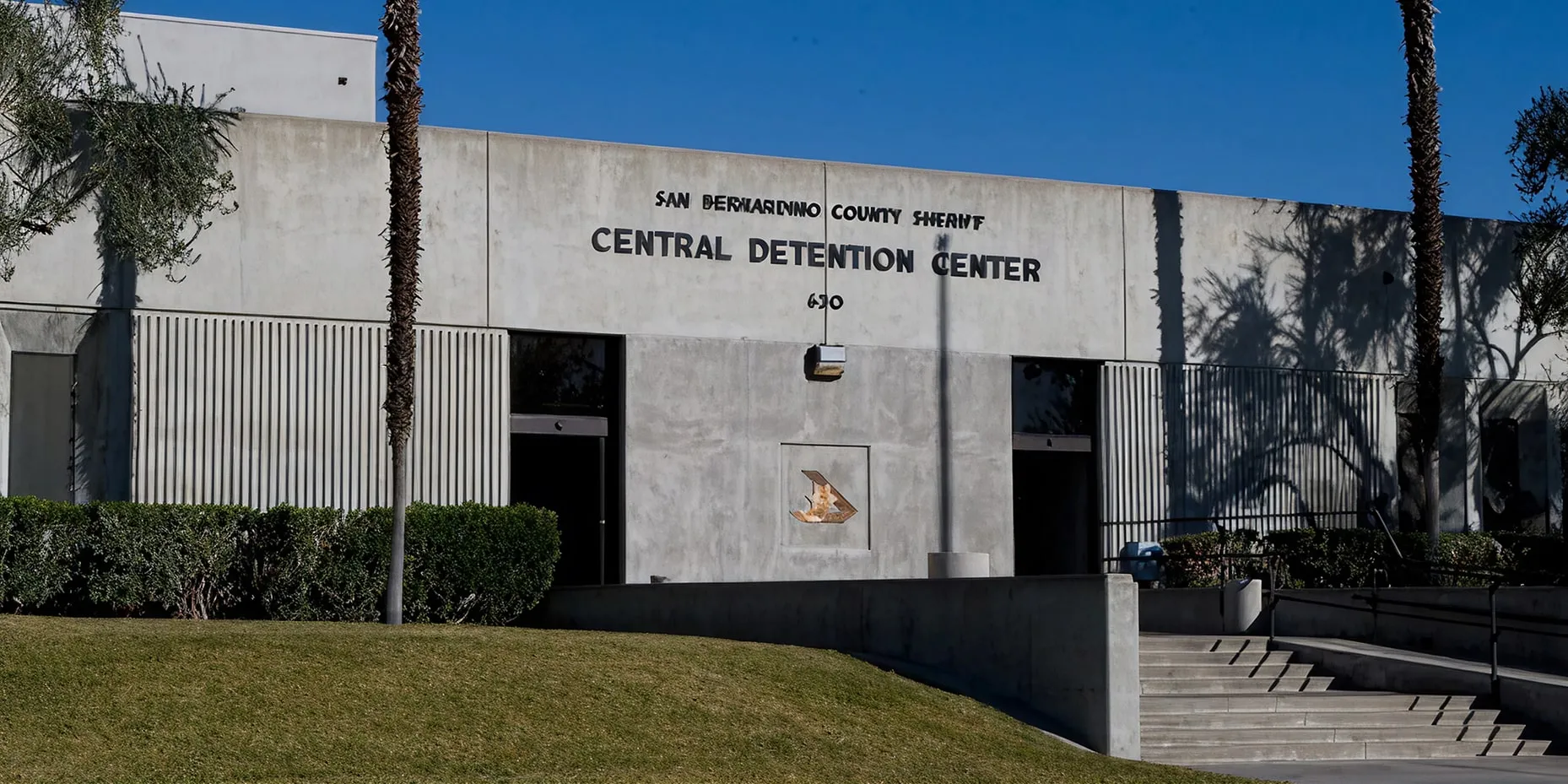 Central Detention Center exterior building in San Bernardino, California.