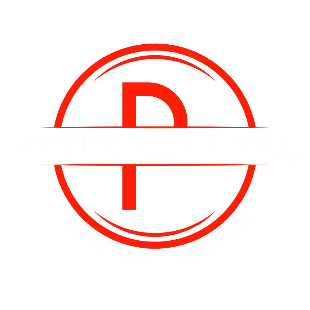 The logo for Roofing by Prodigy Restoration. Also showcases their contact number of 405-227-0266