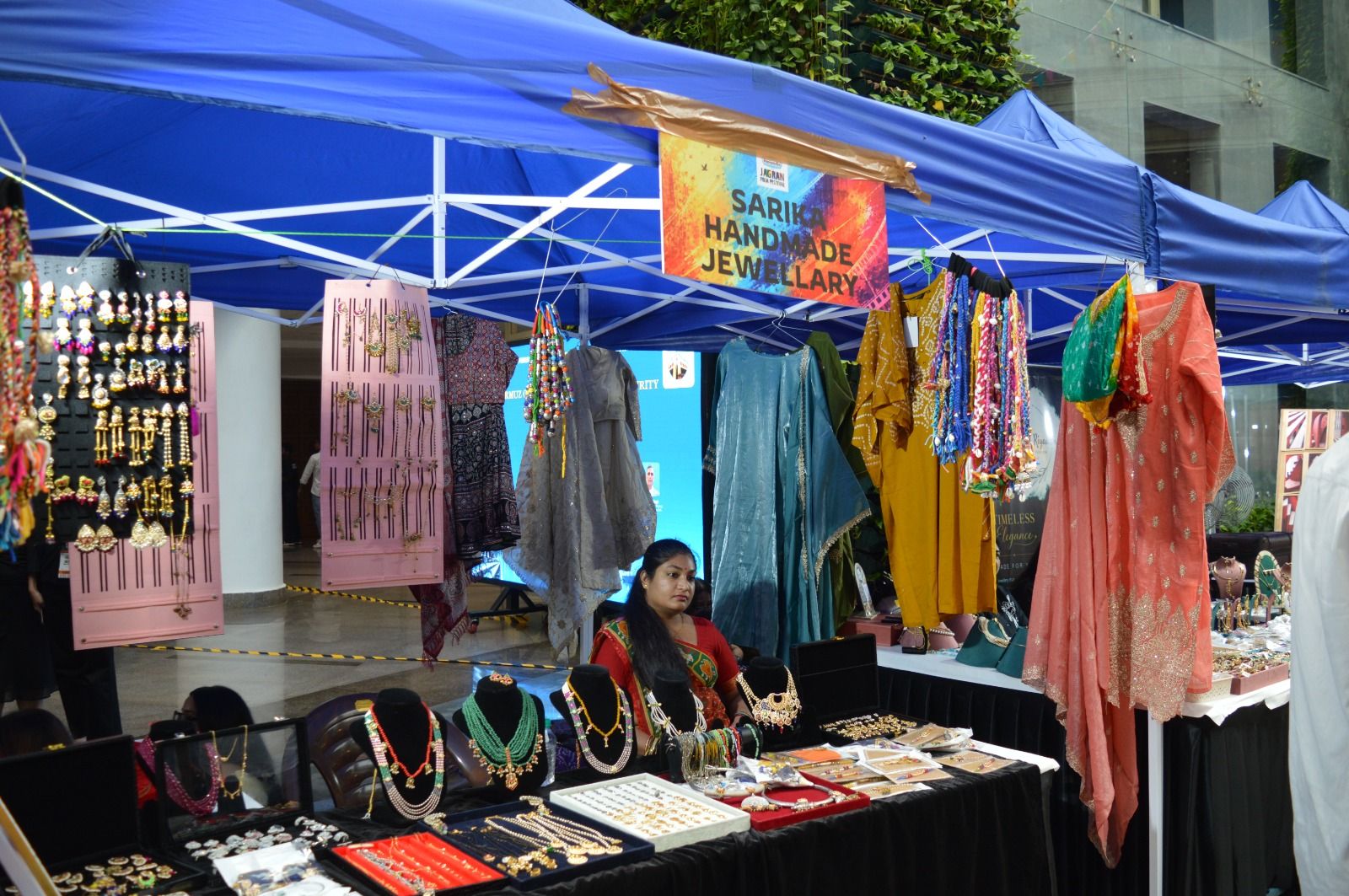 Colourful craft stalls at the festival