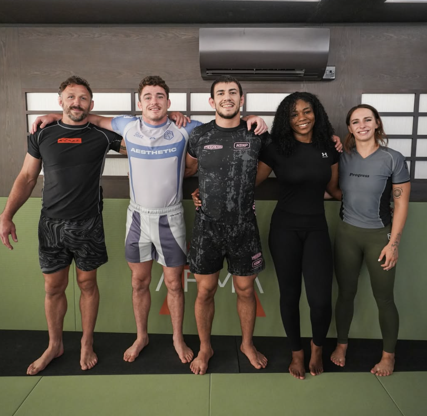 Group of BJJ training partners standing together after class at ARMA Clapham