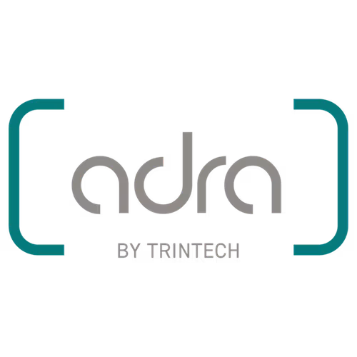 Adra by Trintech company logo with teal brackets surrounding the word 'adra'.