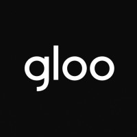 Gloo company logo with white text on black background.