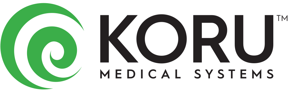 Koru Medical Systems logo with green koru spiral symbol and black text.