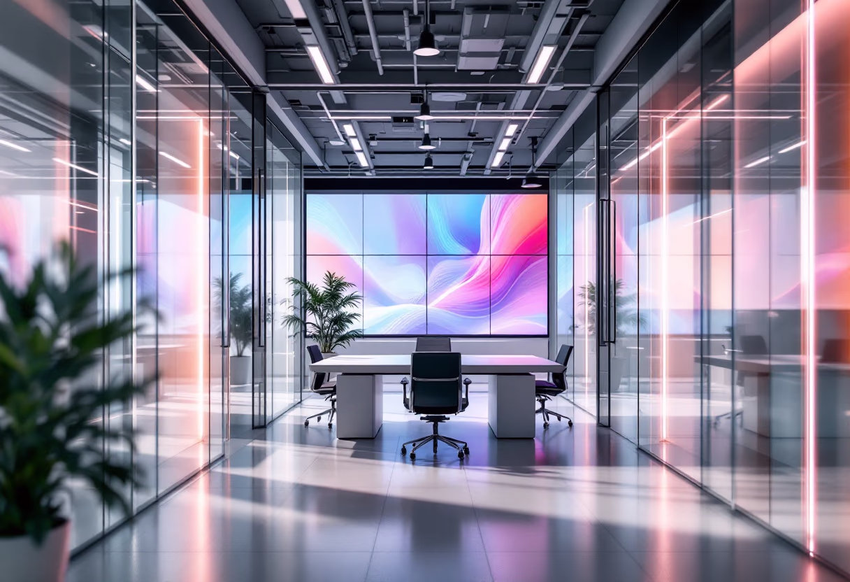 [background image] image of a modern open-plan office (for a security company)