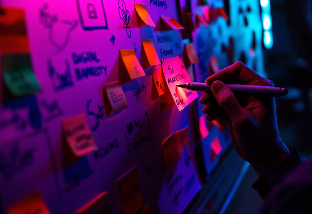 <subject>image of a digital marketing strategy board for a social media and communication</subject>