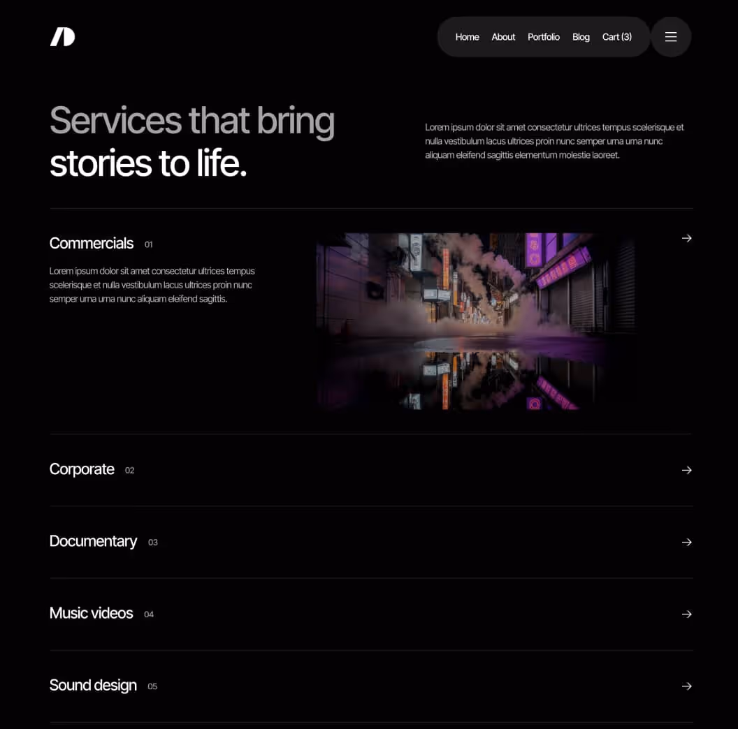 Cinemaflow - Services Page - Ultimate Video Agency Webflow Template