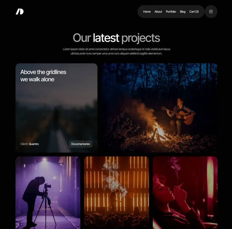 Cinemaflow - Portfolio V2 Page - Ultimate Video Agency Webflow Template
