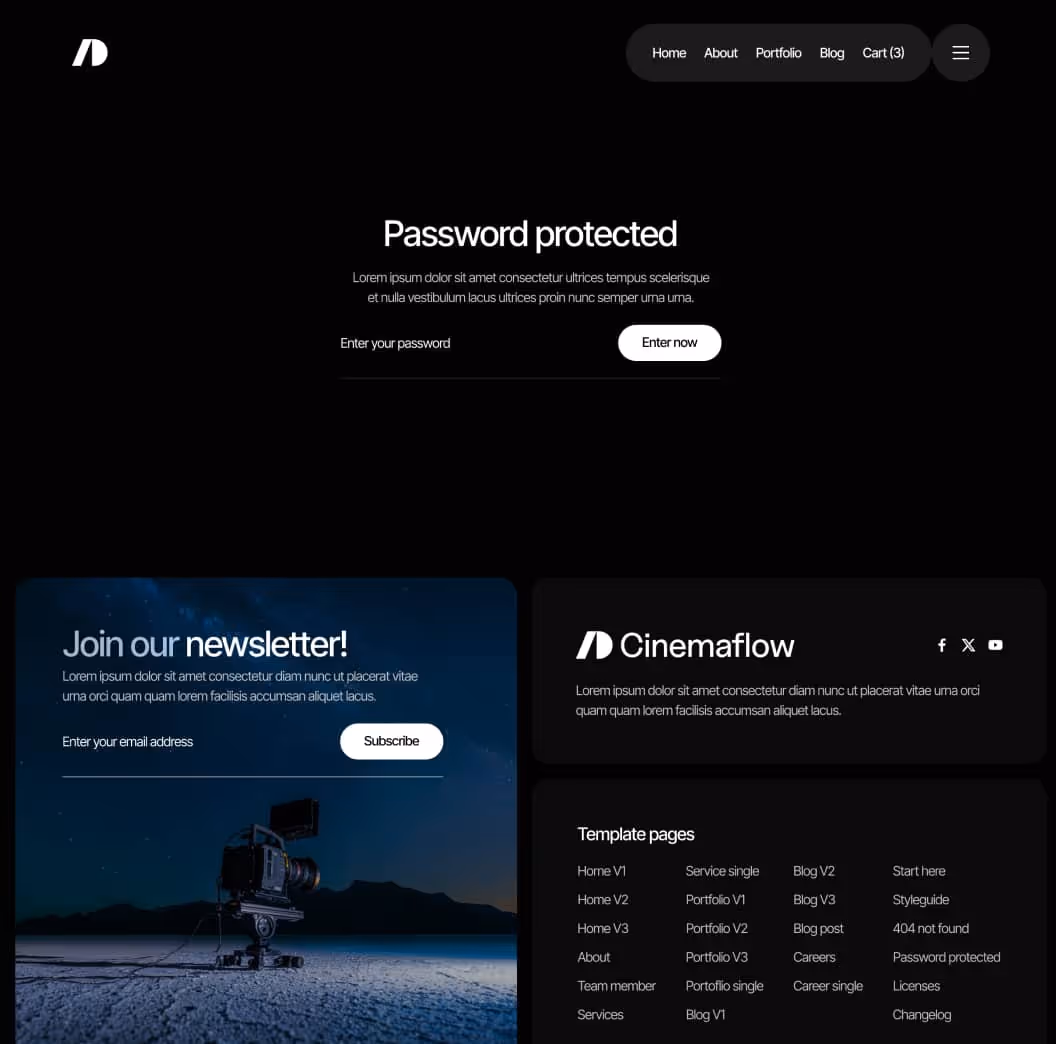 Cinemaflow - Password Protected Page - Ultimate Video Agency Webflow Template