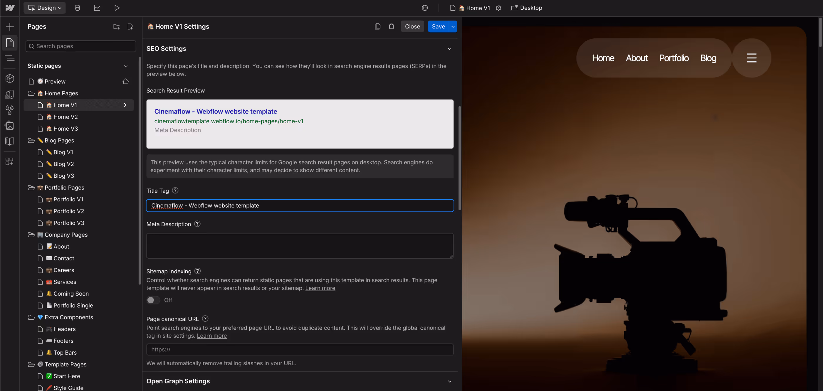 SEO - Cinemaflow Webflow Template