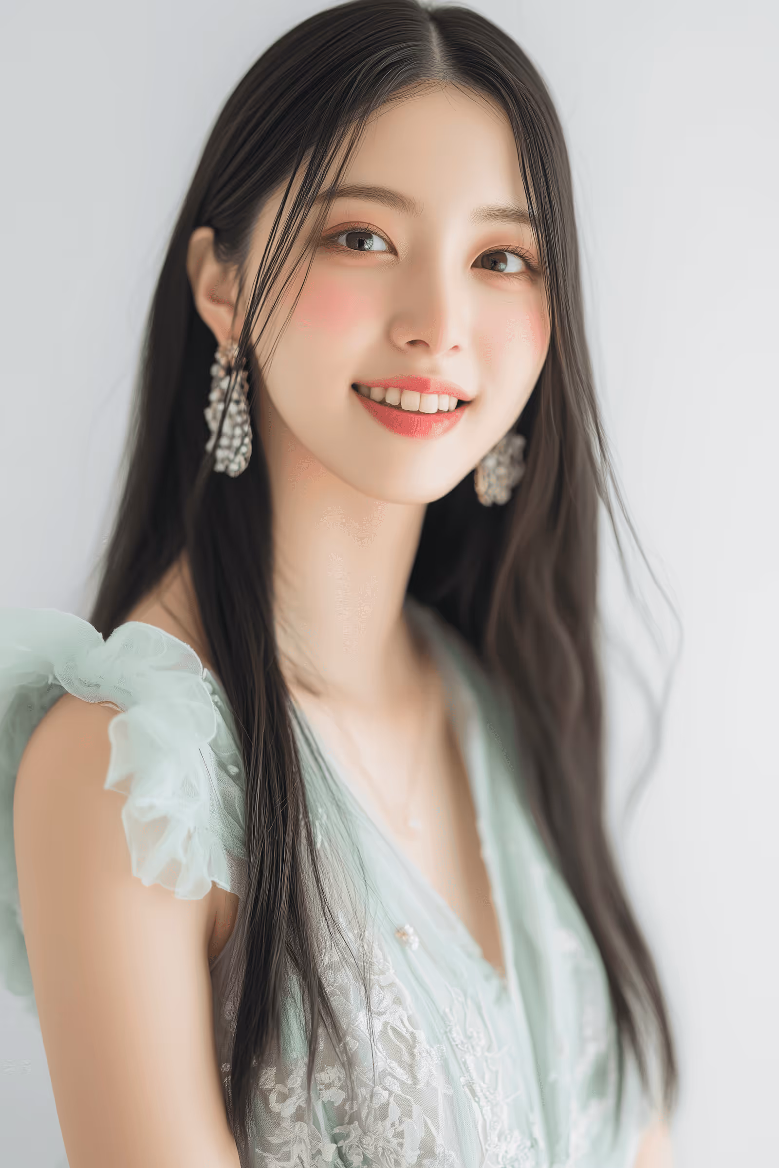 a young asian woman smiling at the camera.