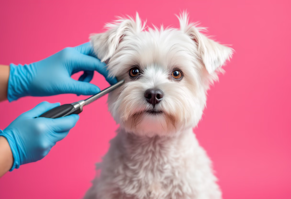 image of a dog being groomed at a pet store