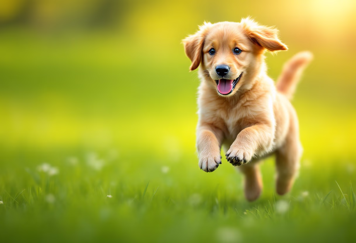 [background image] image of a playful puppy frolicking in the grass