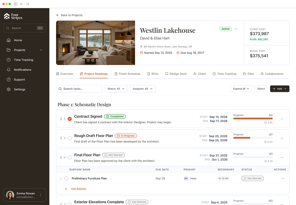 Project Roadmap view in Four Stripes