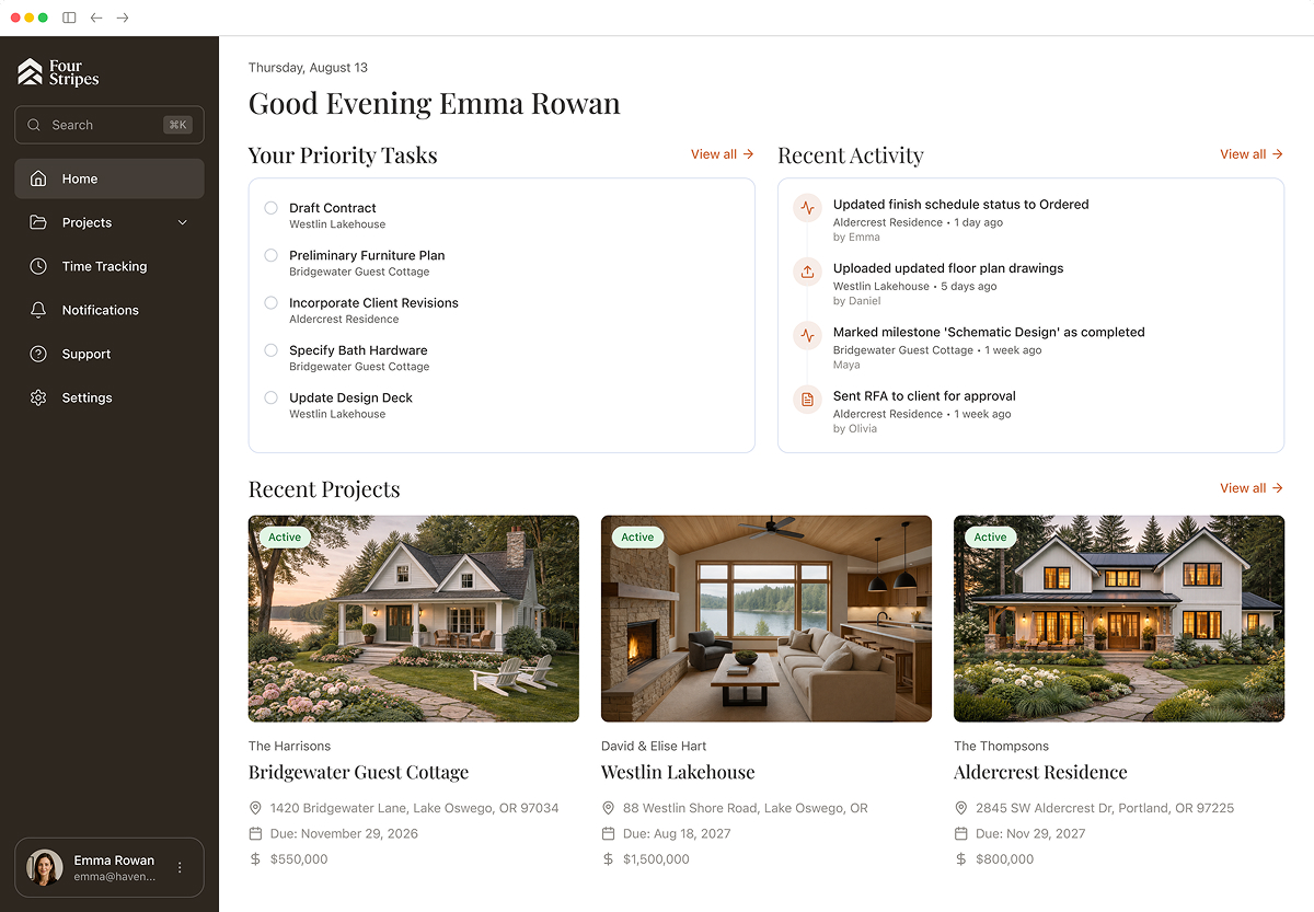 Home Page view in Four Stripes