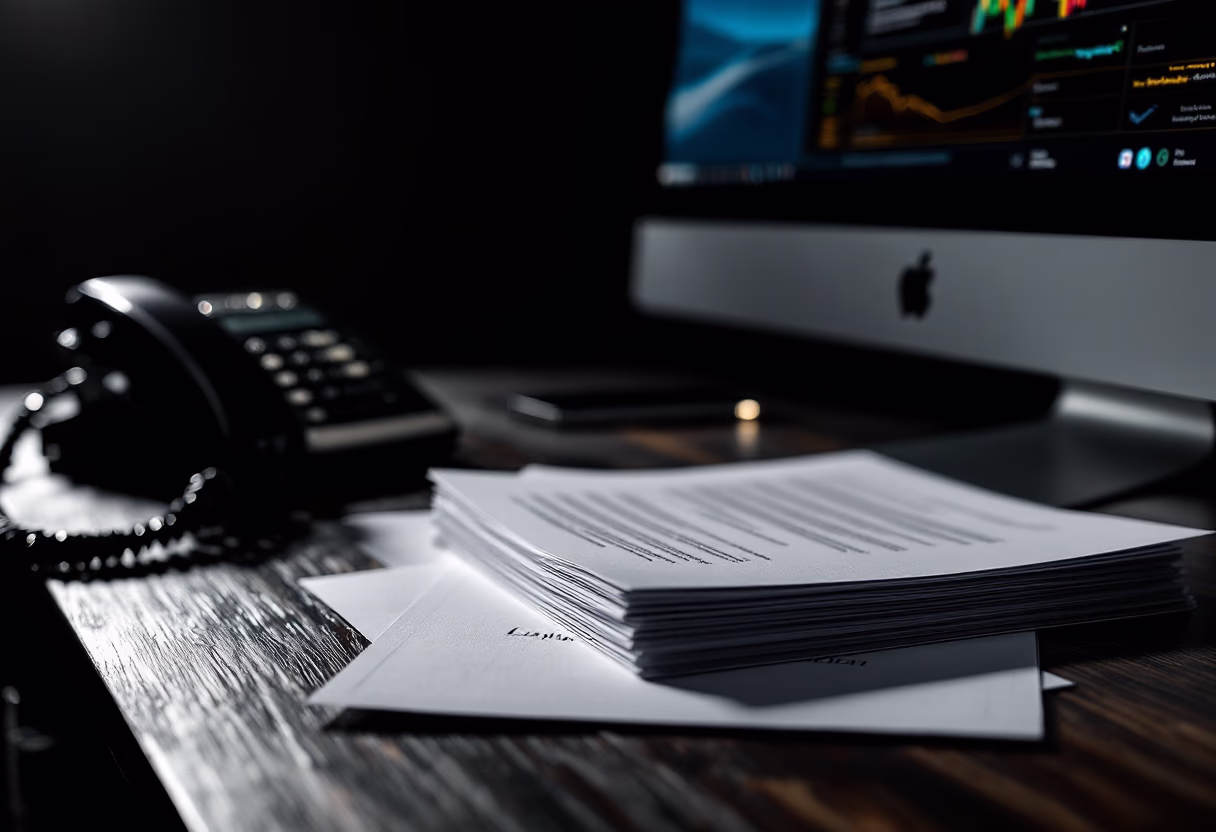 image of telephone and computer on desk for a law firm