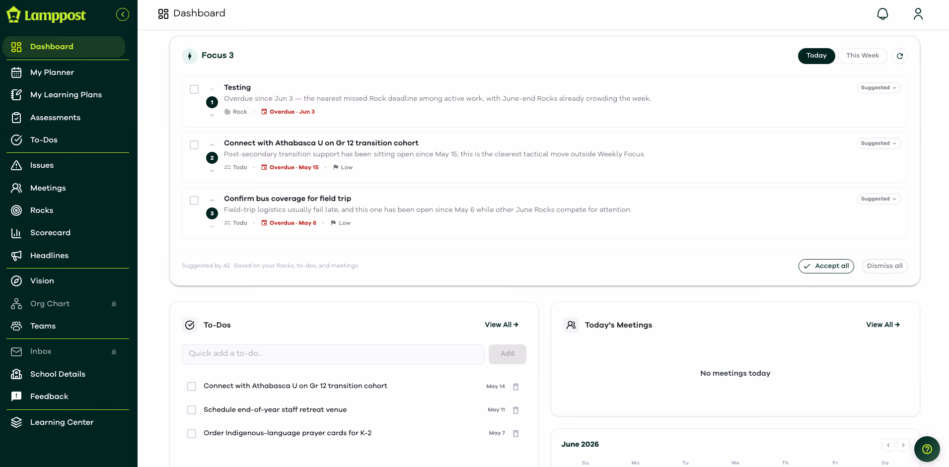 a screenshot of  the lamppost app - dashboard page
