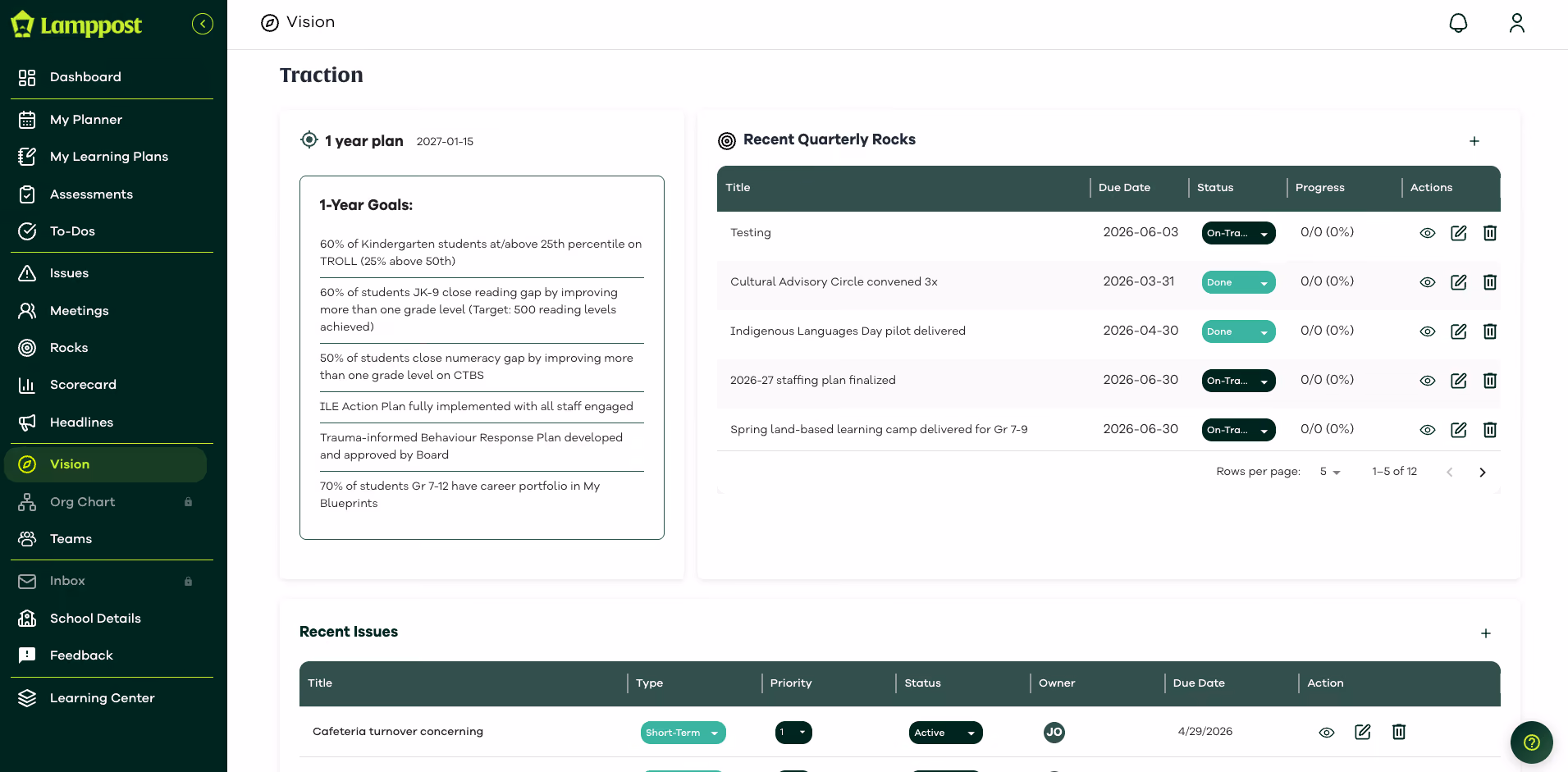 a screenshot of the lamppost app - showing the vision page