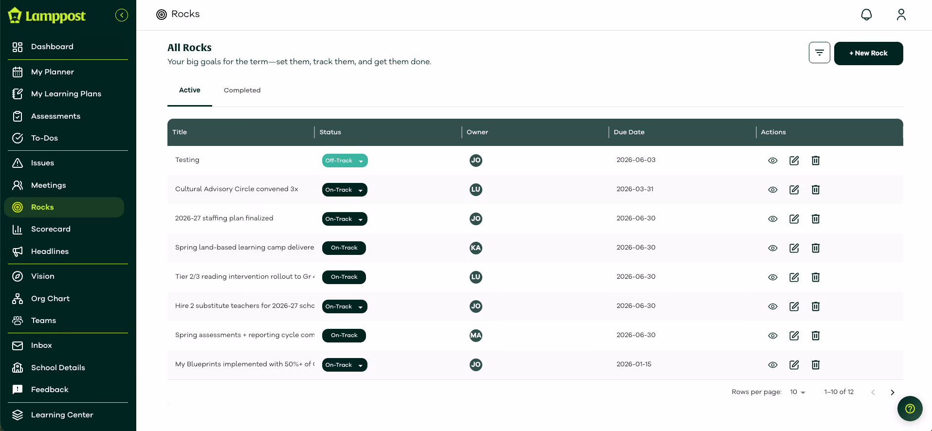 a screenshot of  the lamppost app - showing the rocks screen