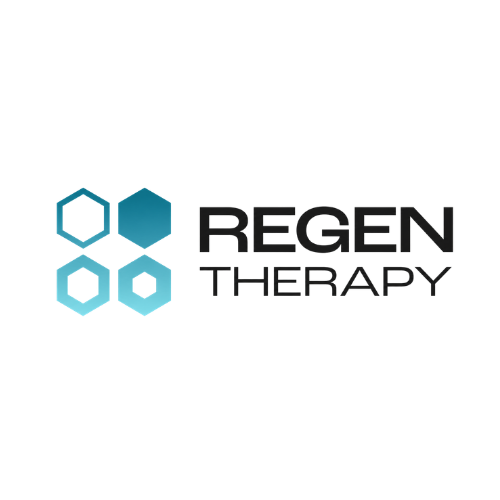 Regen Therapy company logo with stylized hexagons and text.