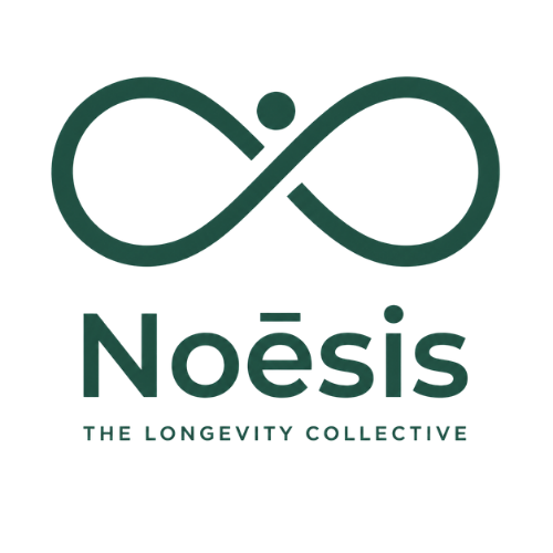 Noēsis logo with an infinity symbol and the tagline The Longevity Collective.