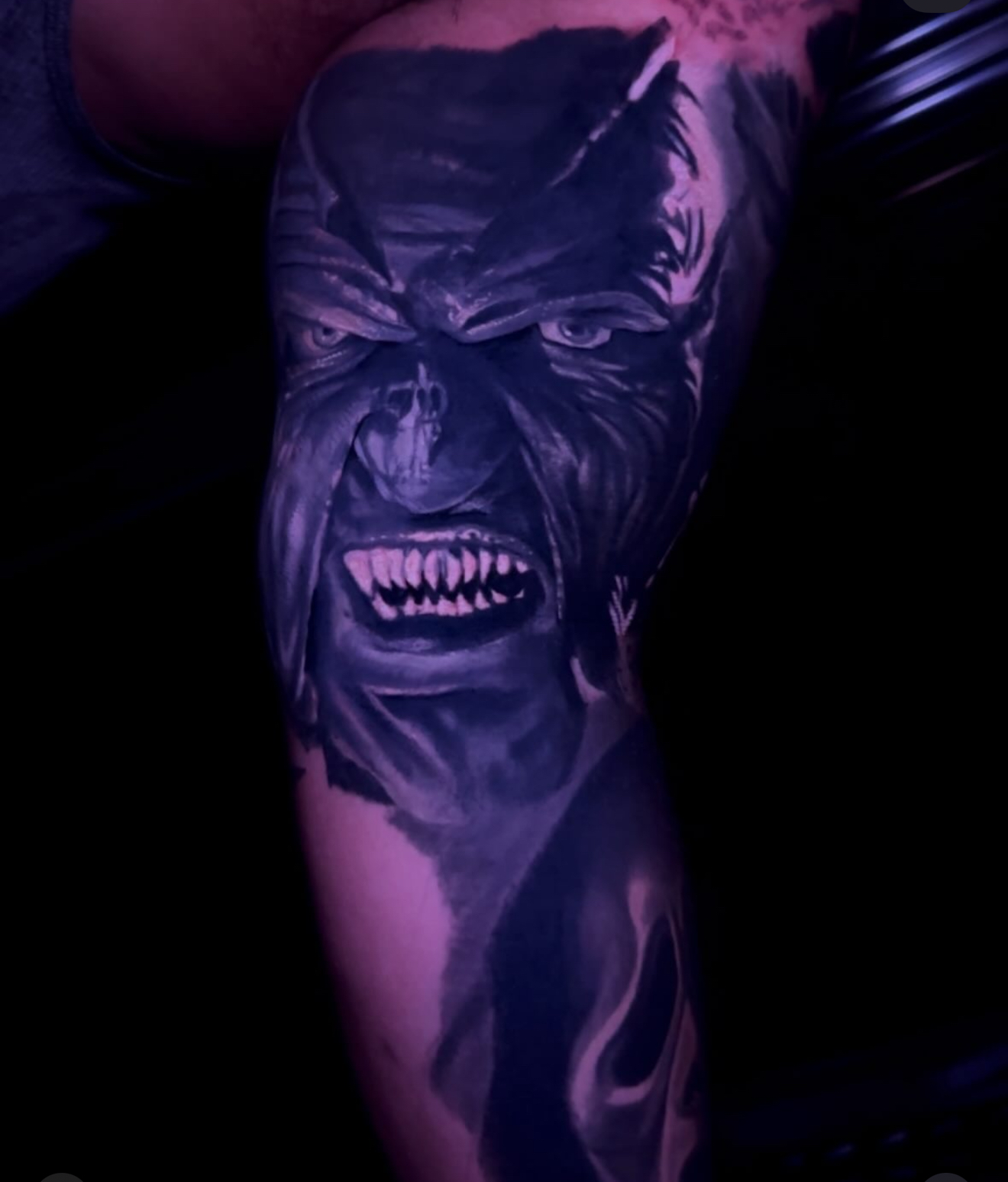 Realistic portrait tattoo of Jeepers Creepers