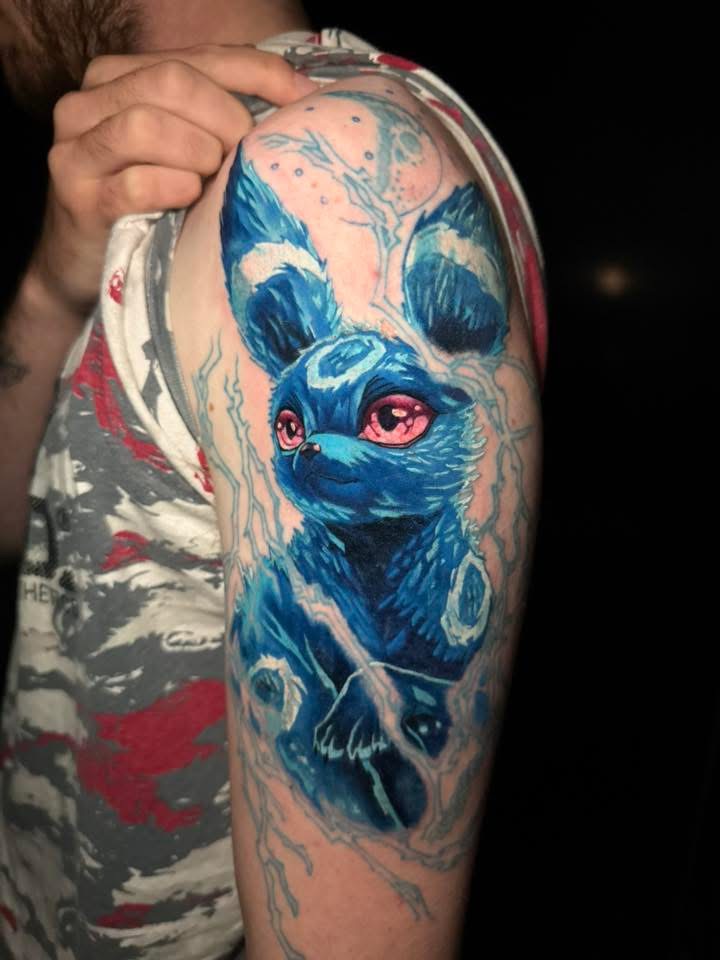 Work in progress color realism Eevee evolution pokemon  tattoo