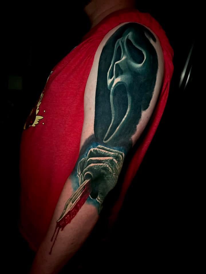 Ghostface mask from Scream tattoo