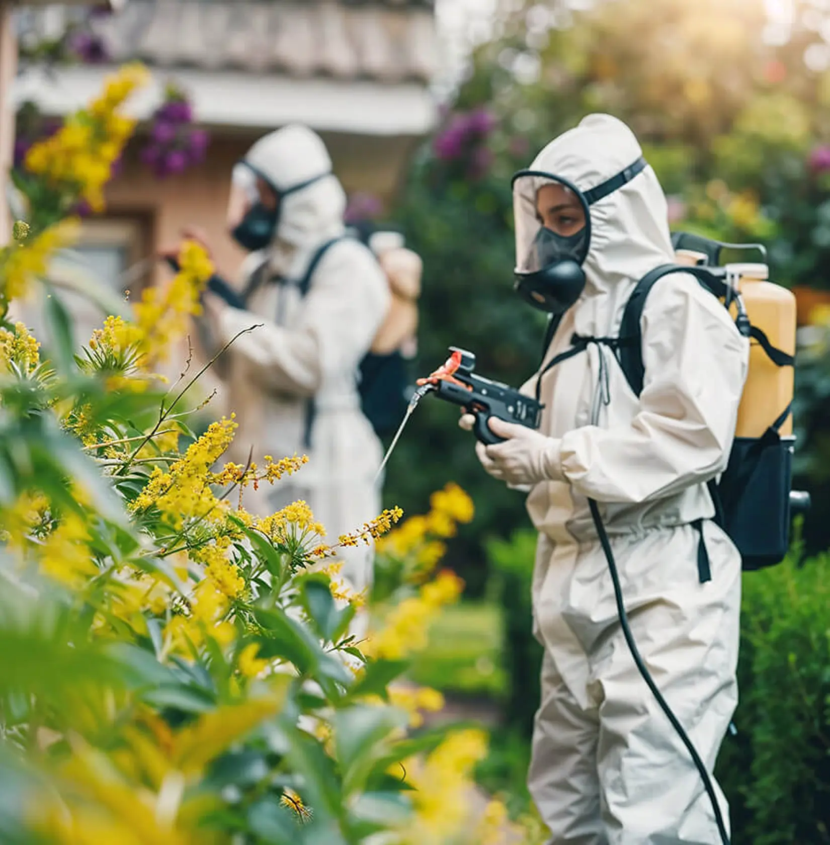 spraying on garden