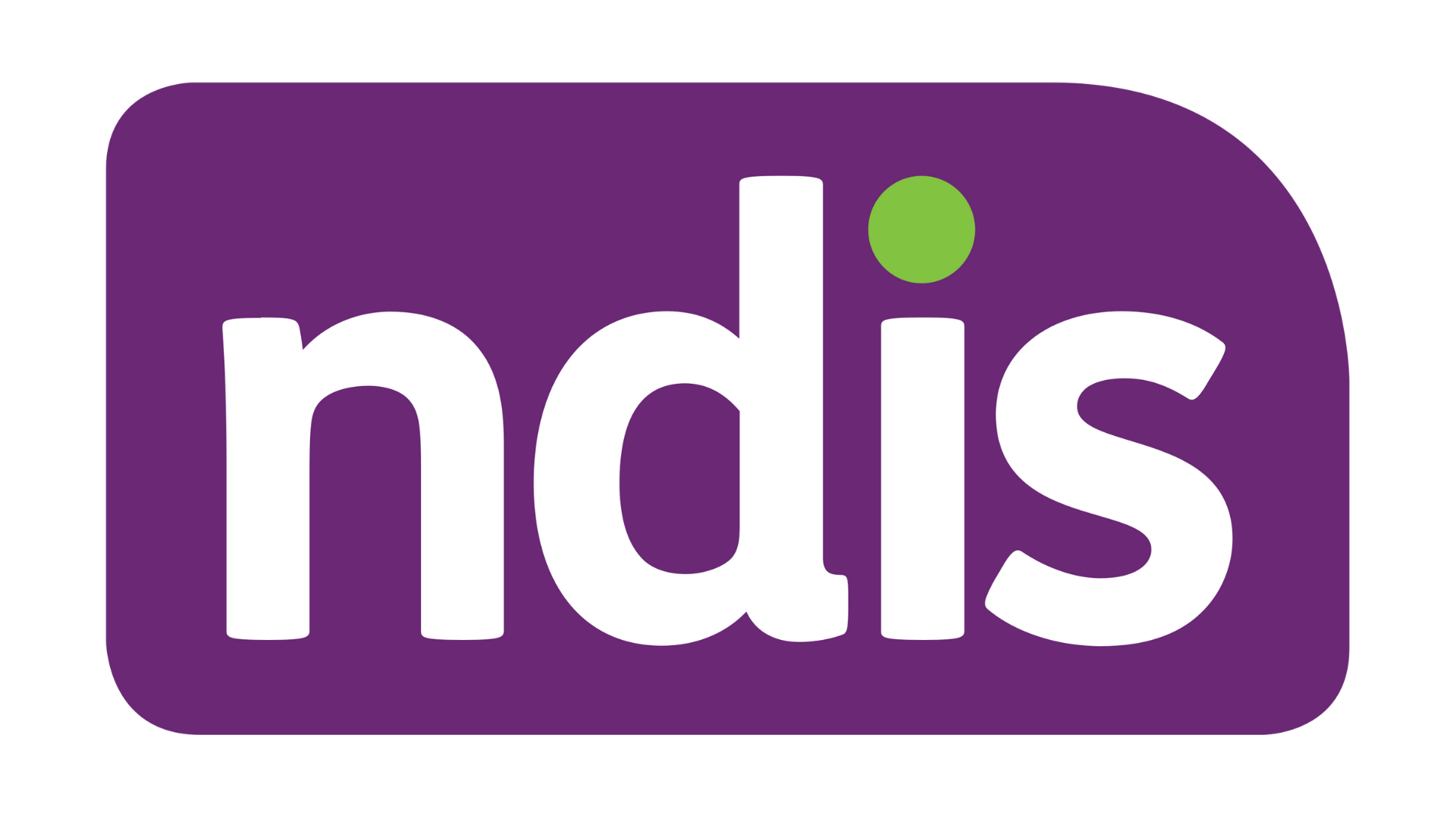 NDIS logo with white lowercase letters on a purple rounded rectangle background and a green dot above the letter i.