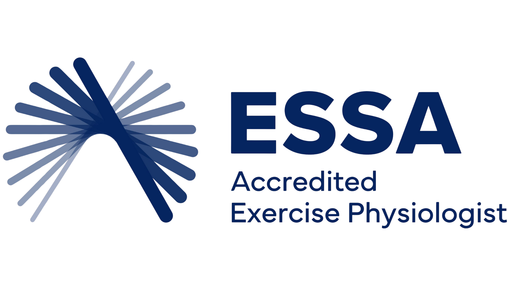 Logo with blue stylized arc graphic next to text 'ESSA Accredited Exercise Physiologist'.