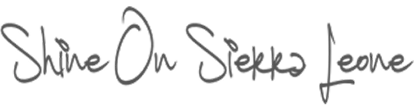 Handwritten-style text reading 'Shine On Sierra Leone' in gray script on a transparent background.