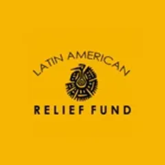 Latin American Relief Fund logo with stylized indigenous face icon on a yellow background.