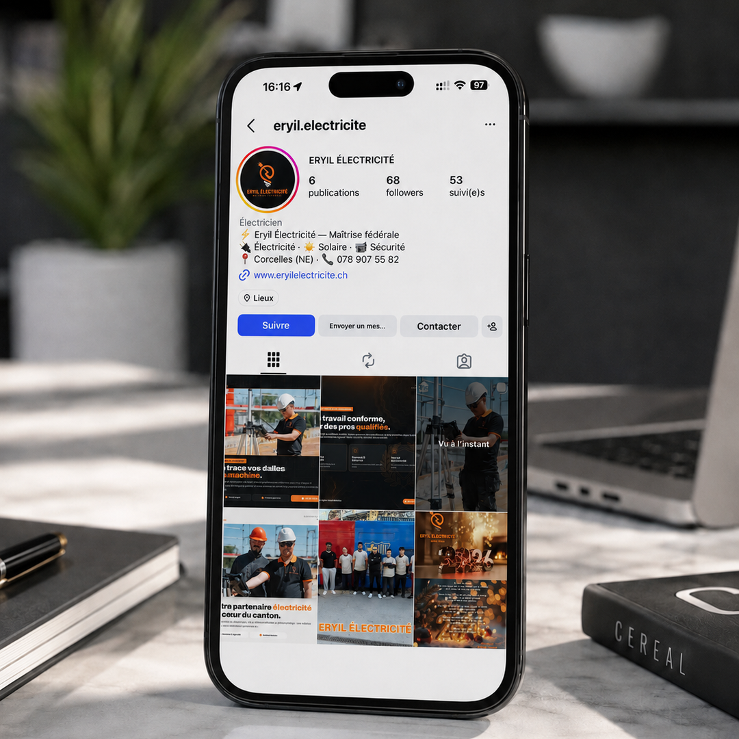 Publications réseaux sociaux réalisées pour Eryil Electricité SA