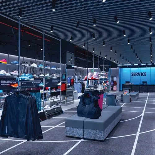 Seating area of the Nike Orion Mall store