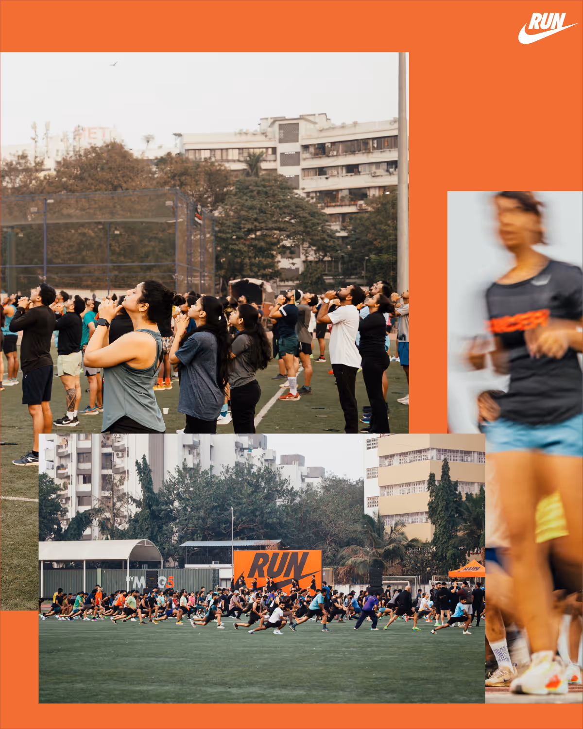 Collage of images of people working out