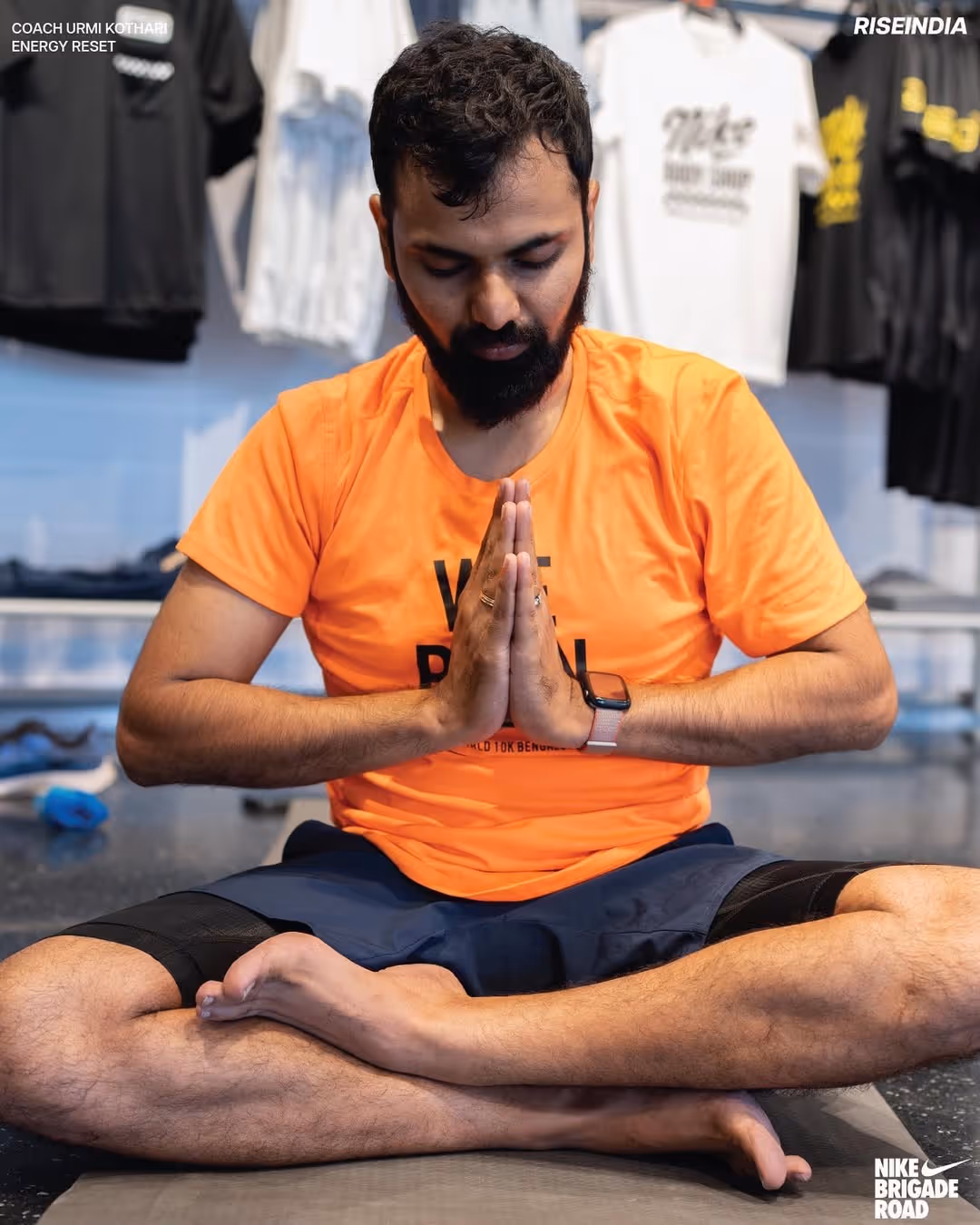 A man practicing yoga