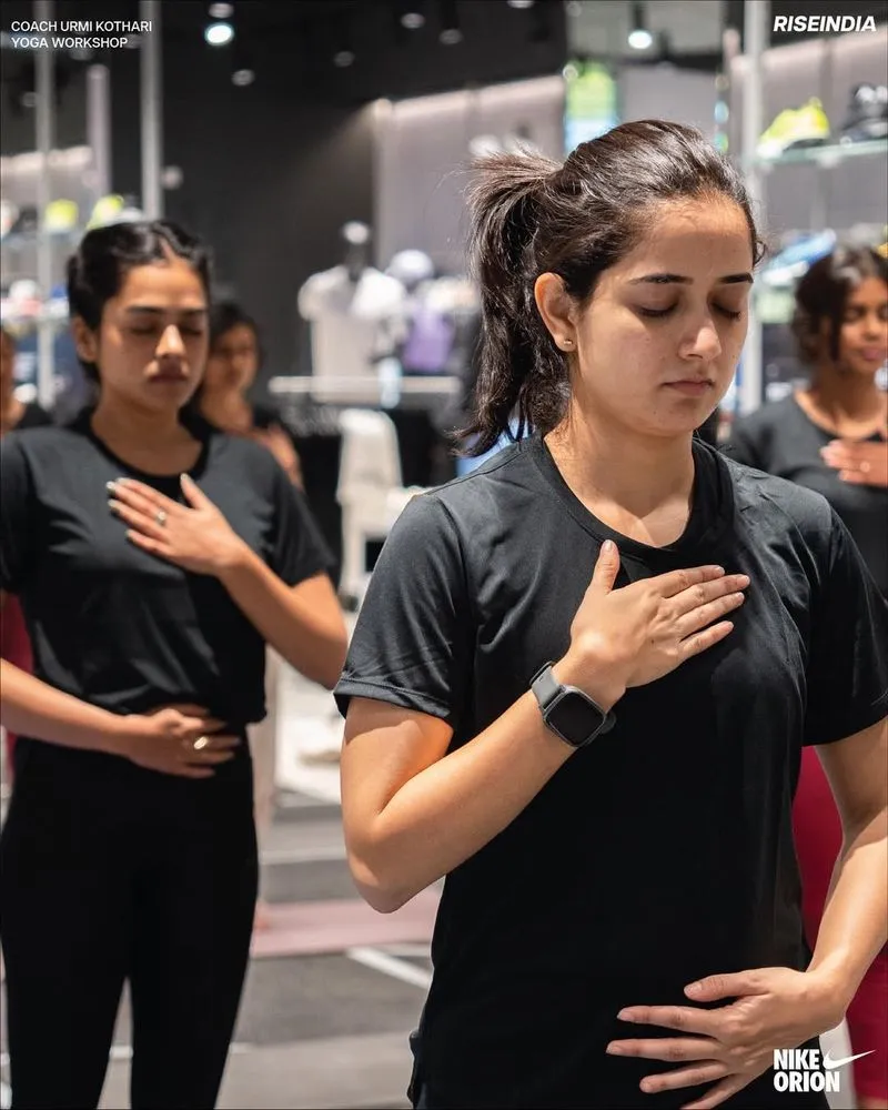 Ladies practicing yoga