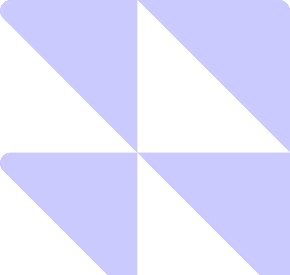 Abstract geometric design with four light purple triangular shapes forming an X pattern with black triangular cutouts.